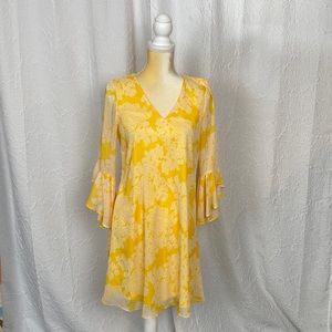 Sunny Yellow Spring Calvin Klein Flutter Sleeve Dress